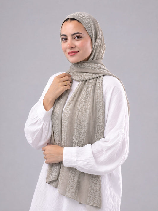 Leopard Cotton Scarf - Beige