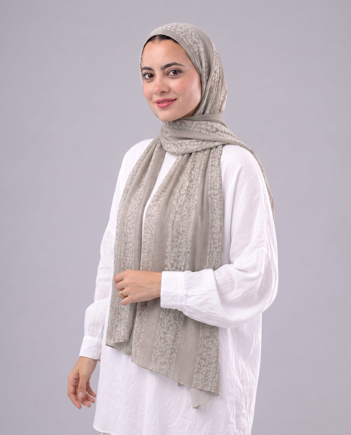 Leopard Cotton Scarf - Beige