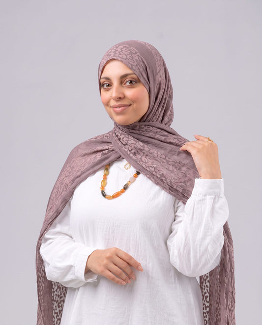 Leopard Cotton Scarf - Brown