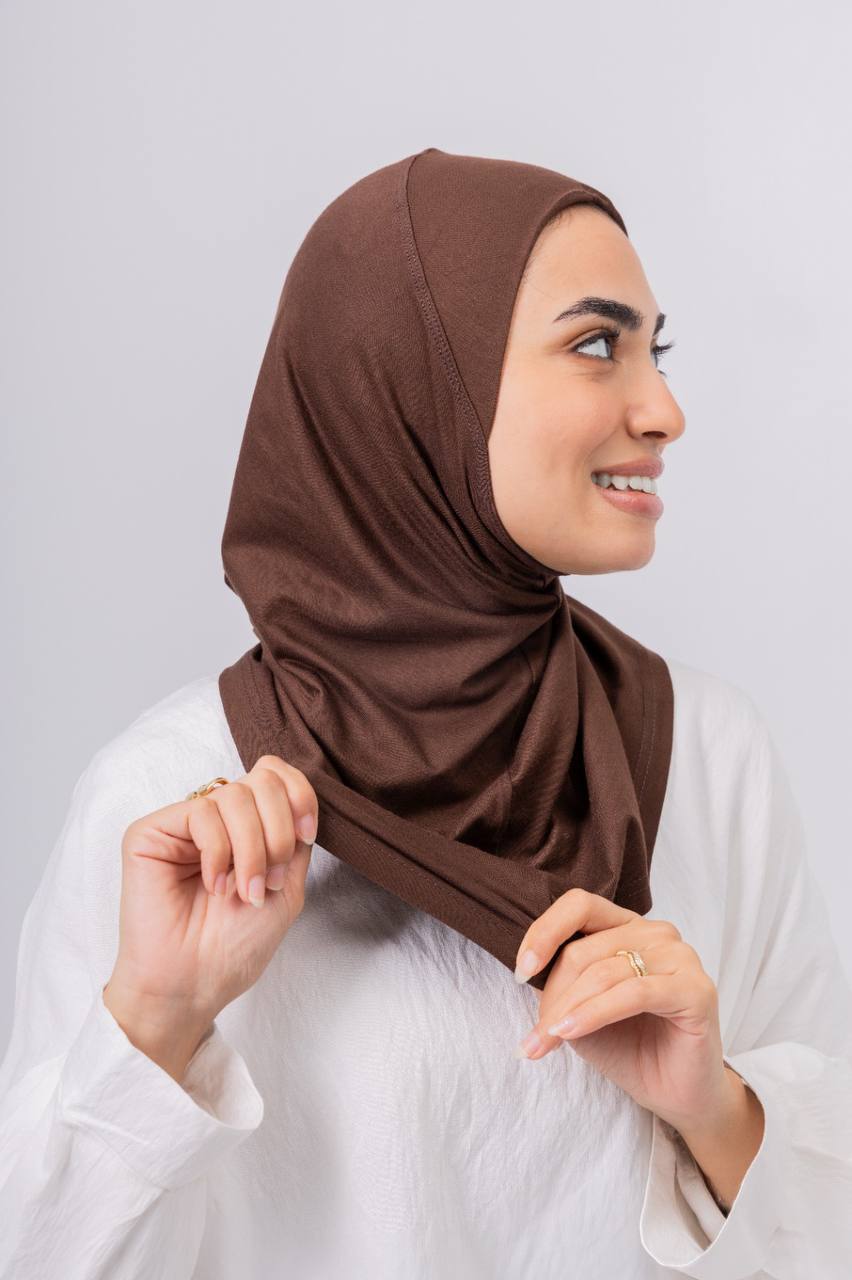 Ready Wrap One Piece Hijab in Brown #Color_Brown