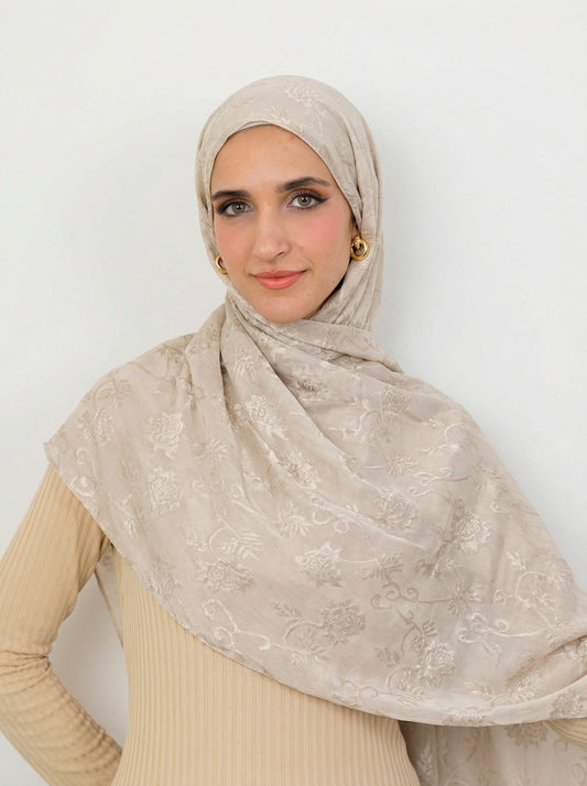 Cotton Floral Light Beige