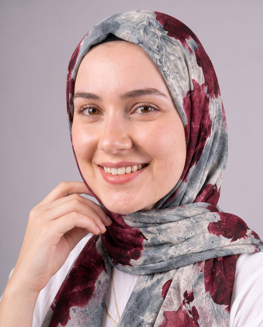 Crimson Petals Printed Cotton Scarf