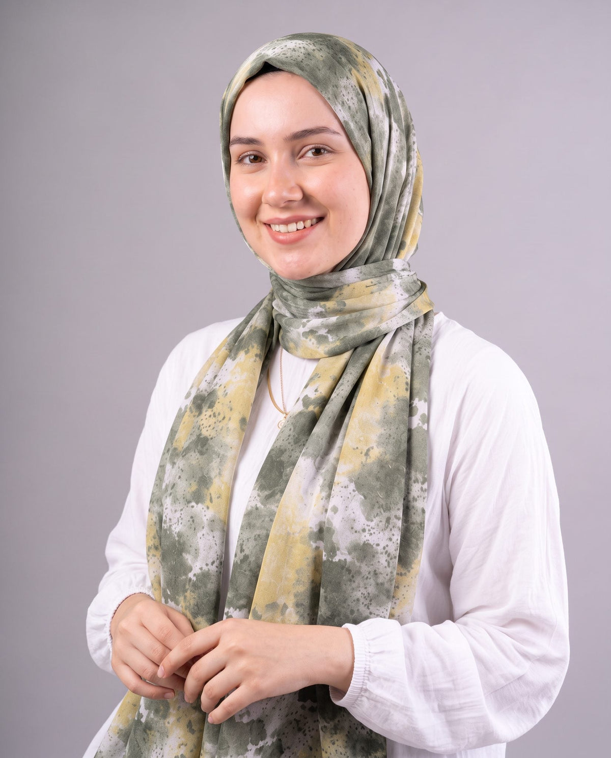 Olive Mist Printed Cotton Scarf