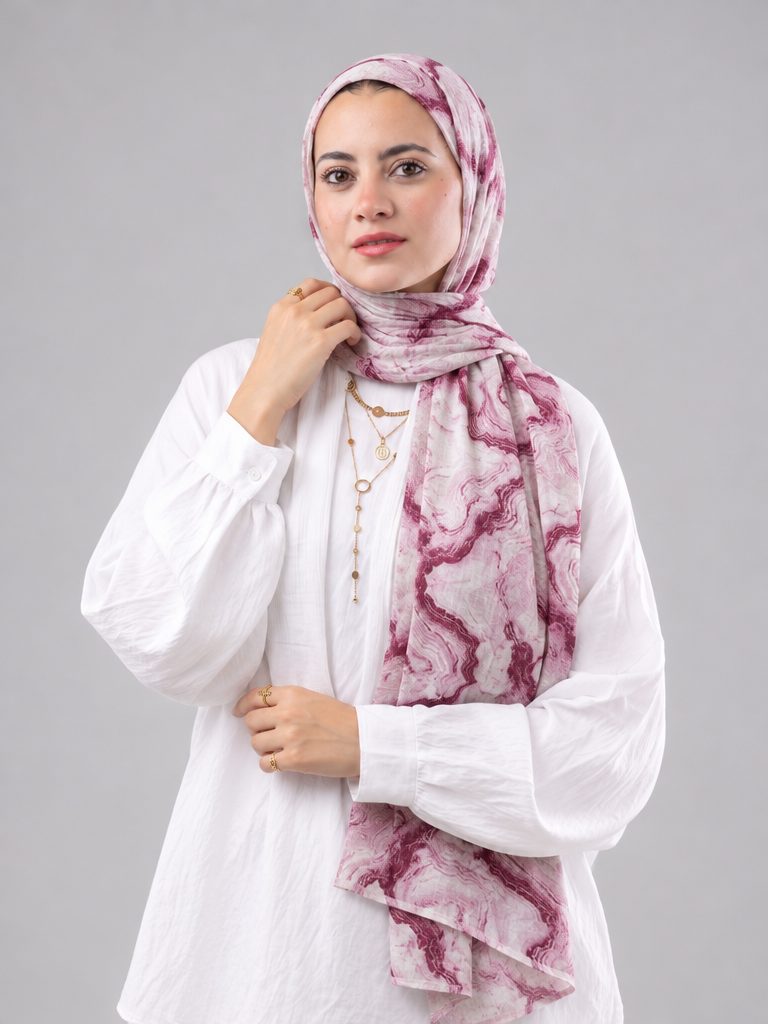 Rose Marble Printed Cotton Scarf