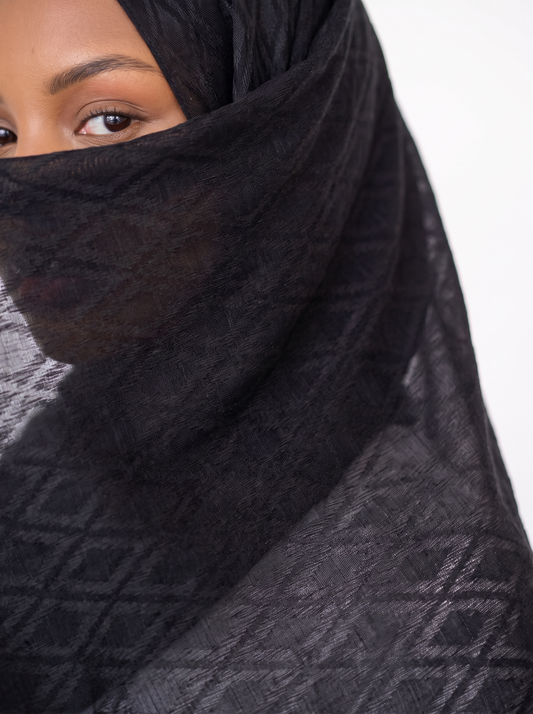 Samarkand Kuwaiti Scarf in Black #Color_Black