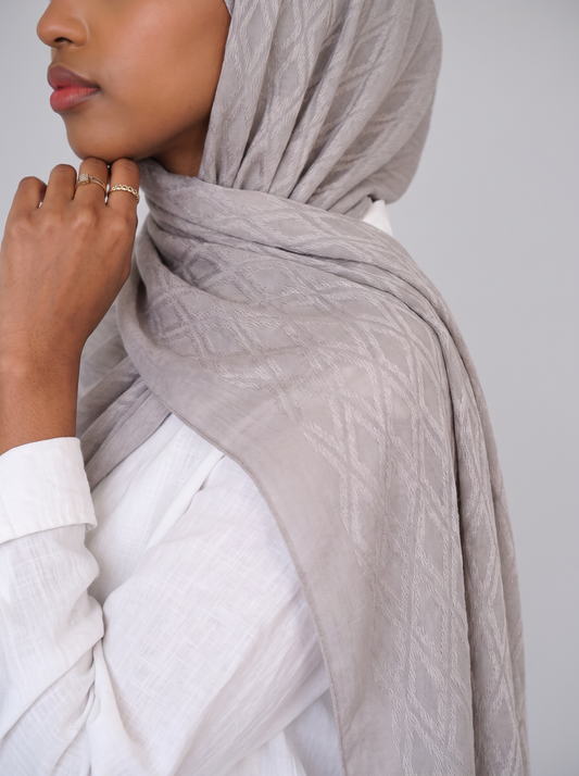 Samarkand Kuwaiti Scarf in Grey #Color_Grey