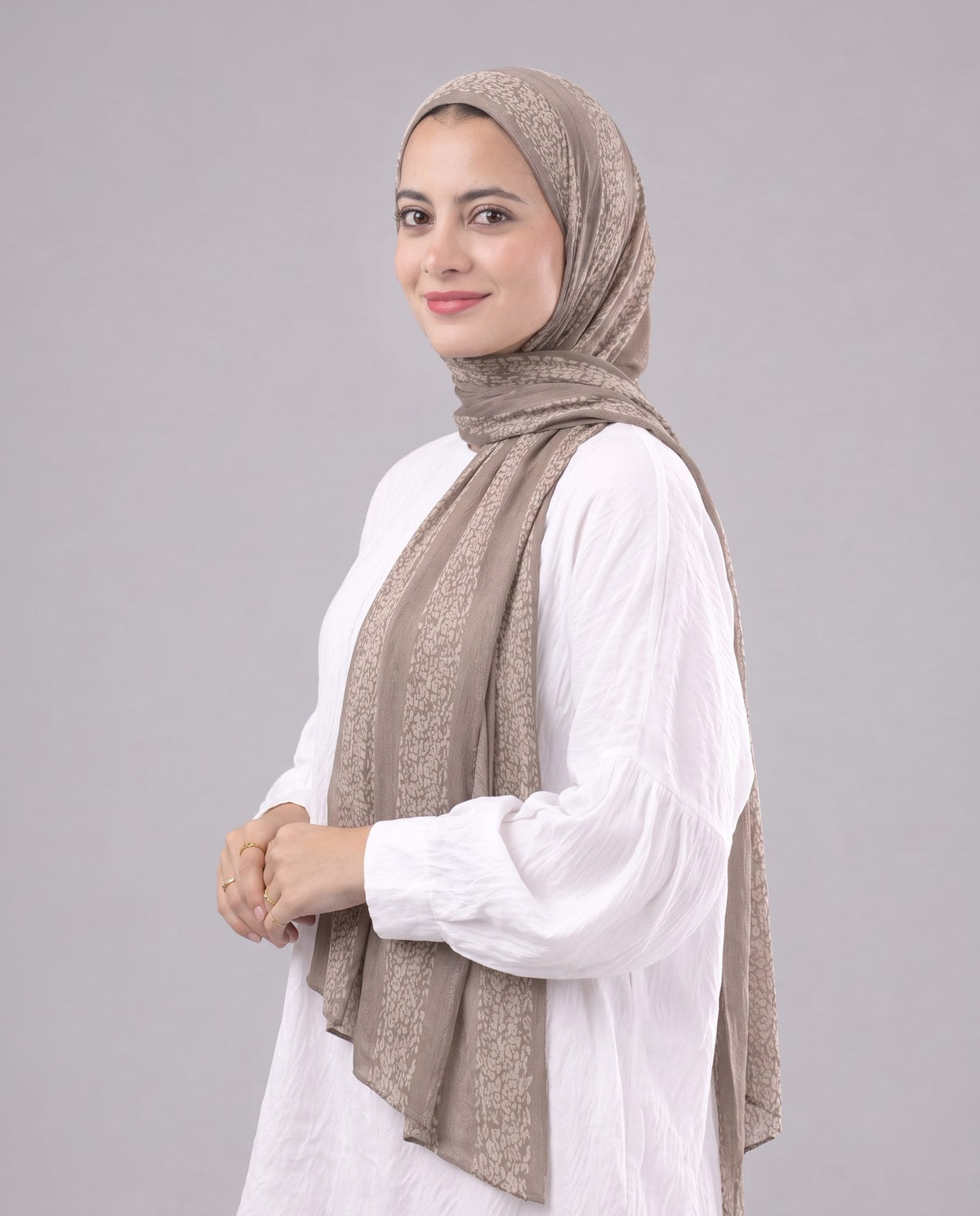 Leopard Cotton Scarf - Taupe