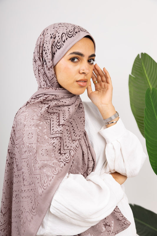 Atlas Devore Kuwaiti Scarf in Mauve #Color_Mauve