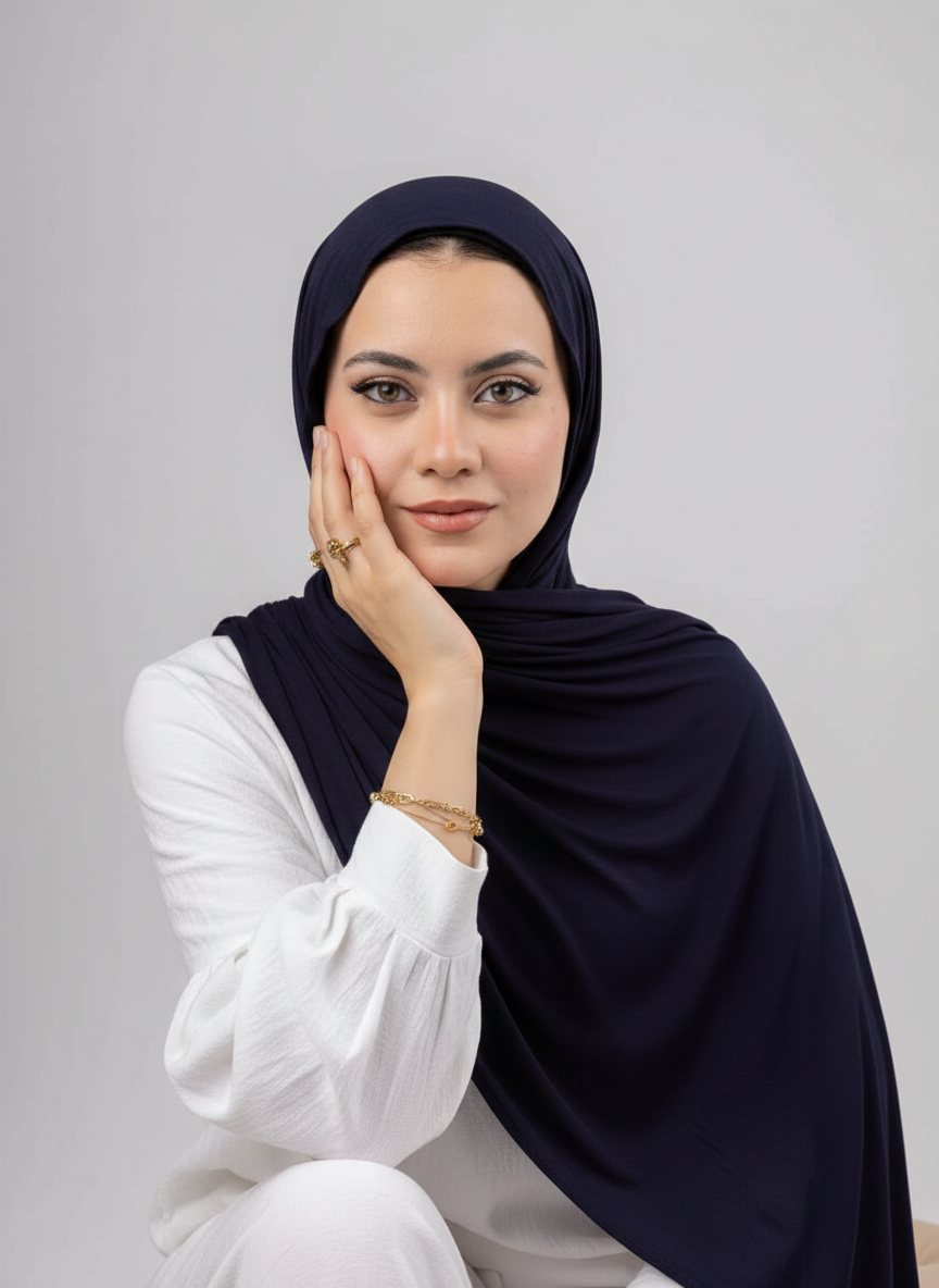 Pure Jersey Kuwaiti Scarf in Black #Color_Black
