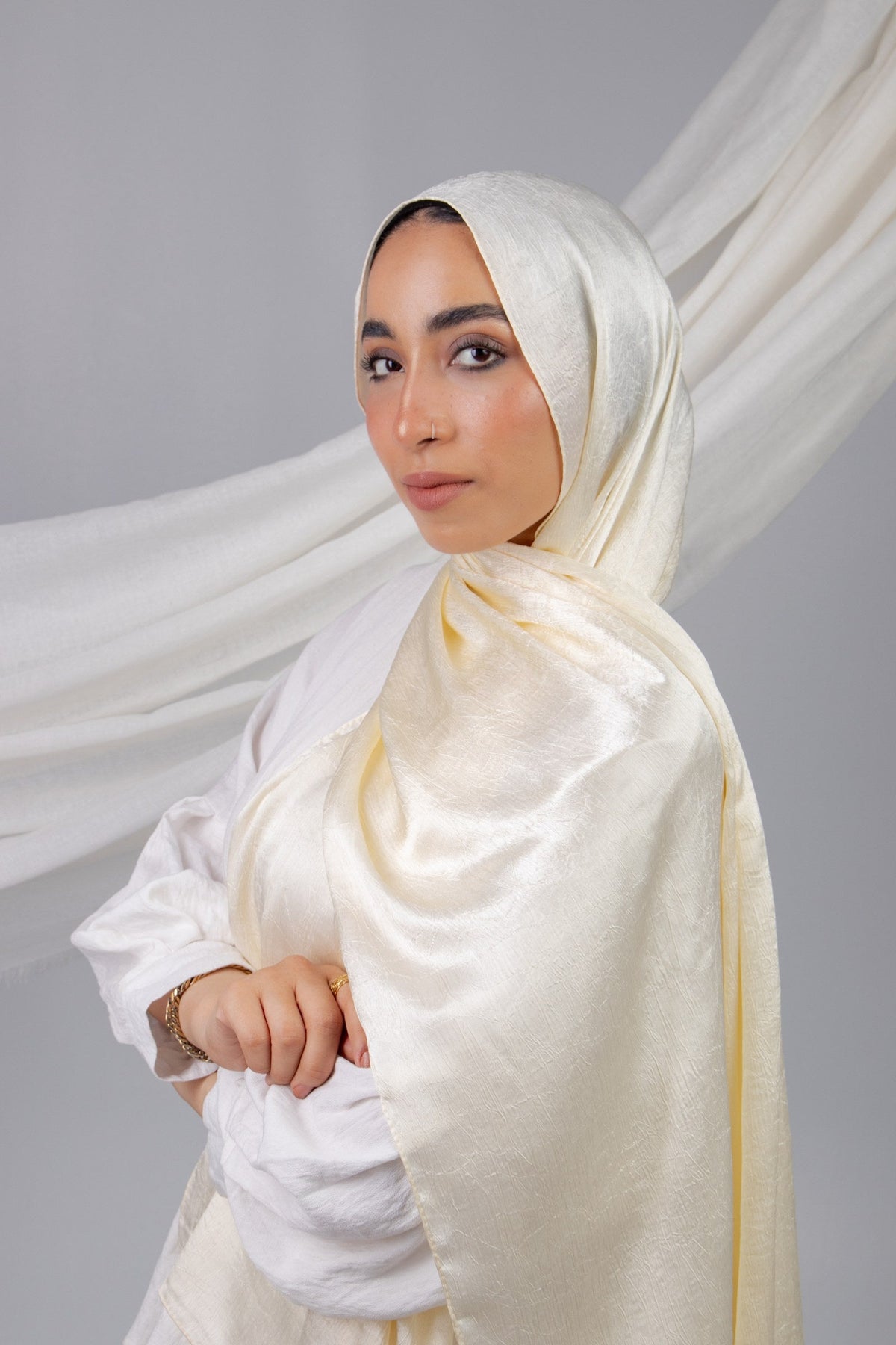 Moon Glow Crushed Satin Scarf in Sokary #Color_Sokary