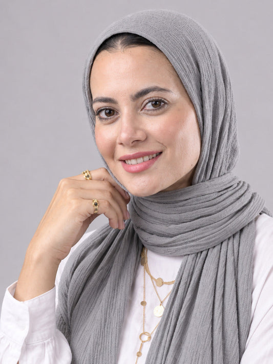 Lulua Plain Cotton Scarf - Grey