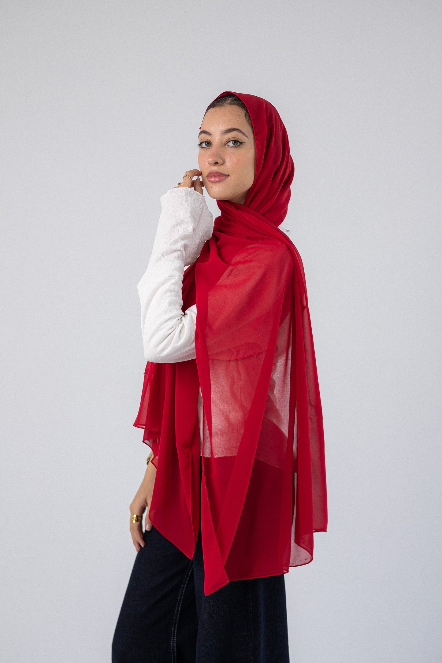 Plain Chiffon Blood Red