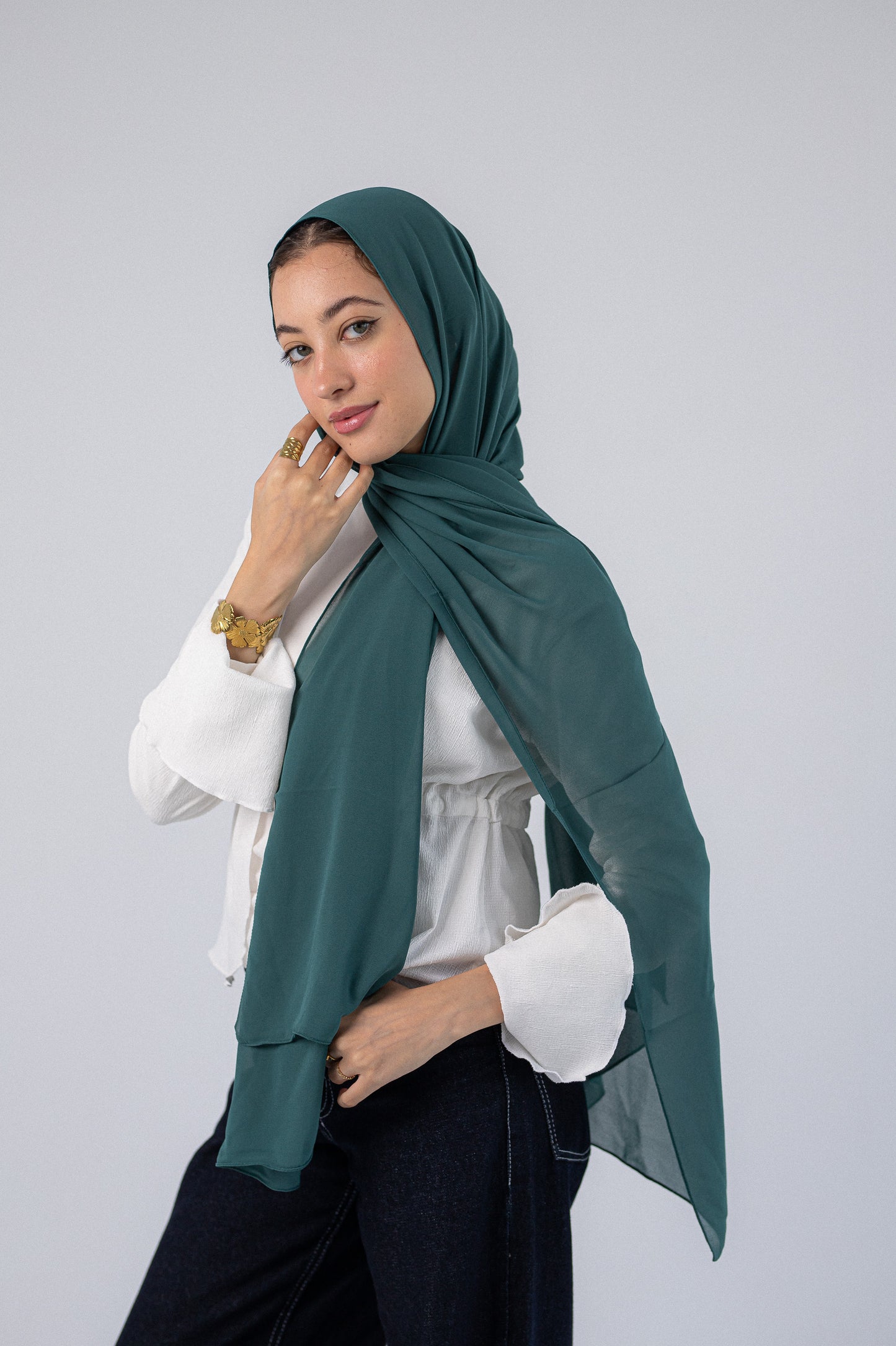 Plain Chiffon Forest Green
