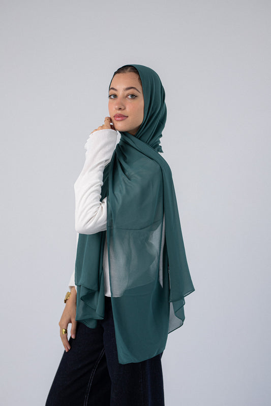 Plain Chiffon Forest Green