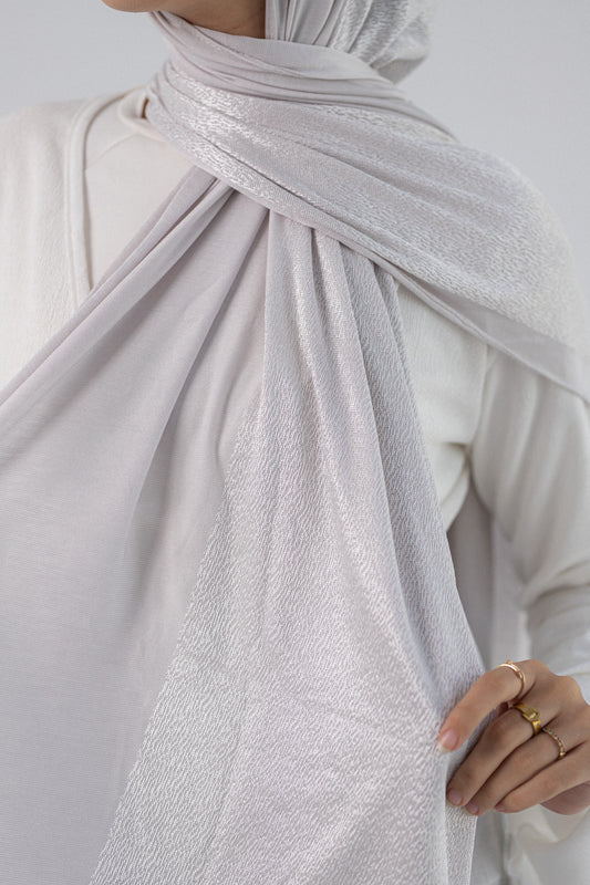 Shiny Jacquard Scarf Silver