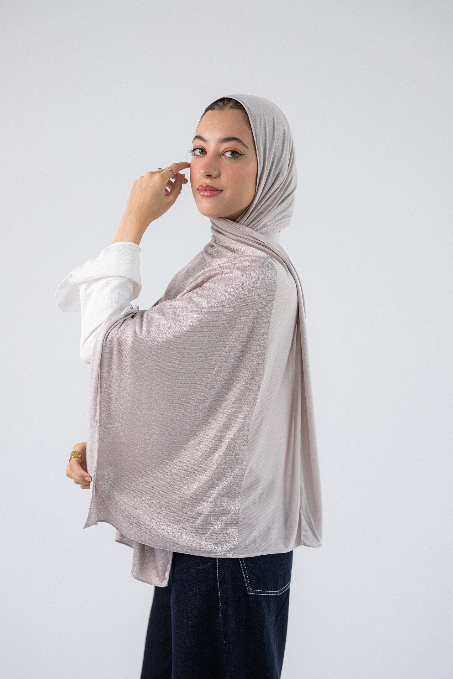 Shiny Jacquard Scarf Bronze