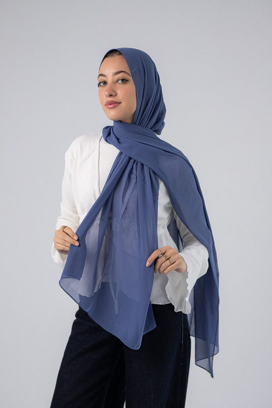 Plain Chiffon Smoky Blue
