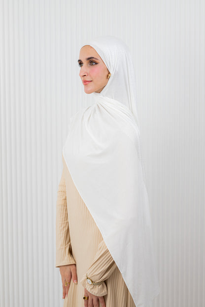 Shiny Jacquard Scarf Off White