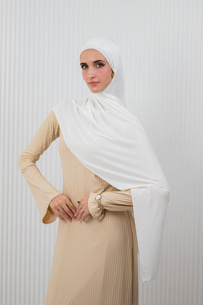 Shiny Jacquard Scarf Off White