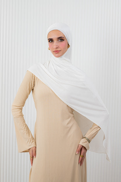 Shiny Jacquard Scarf Off White