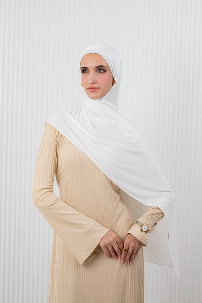 Shiny Jacquard Scarf Off White