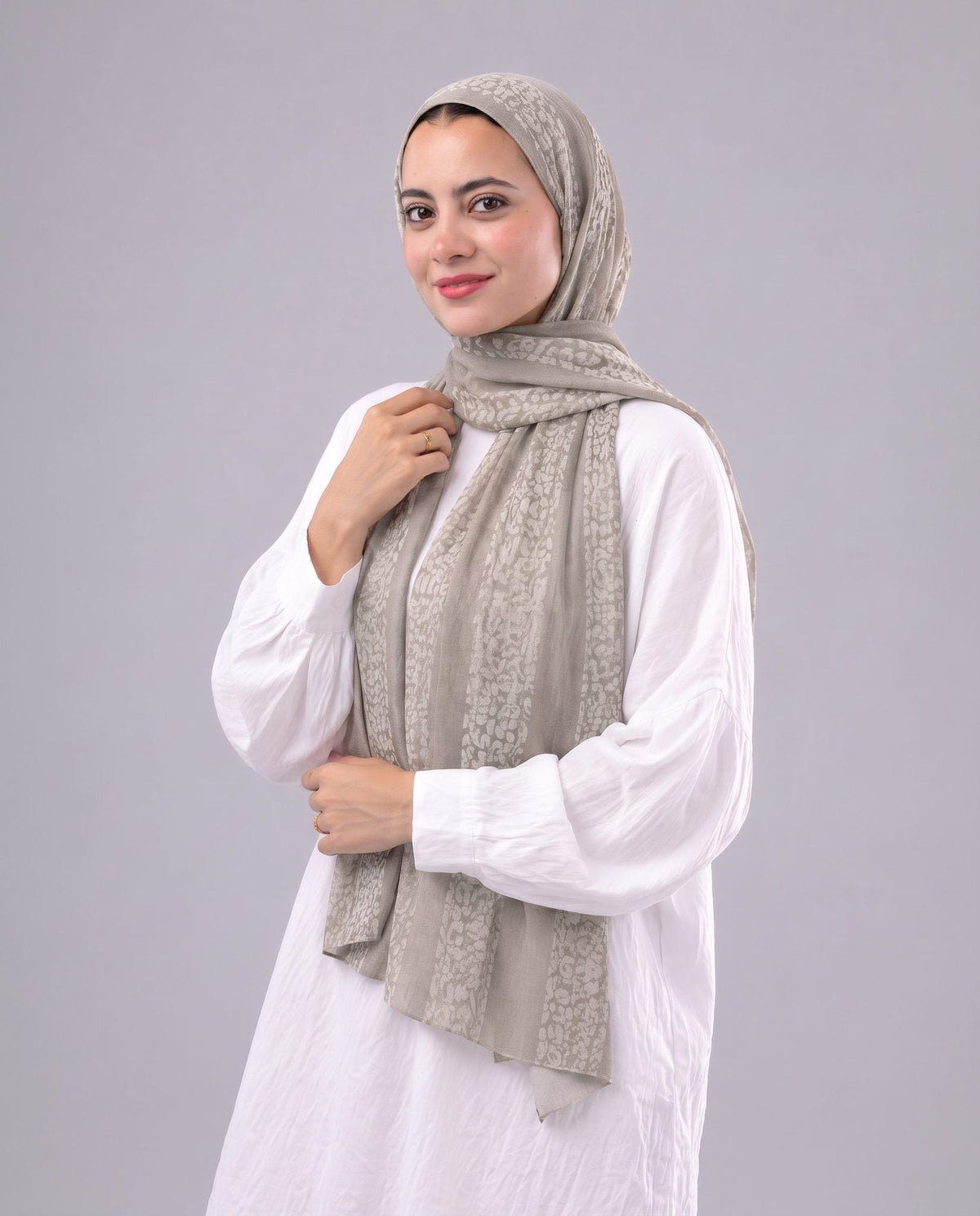 Leopard Cotton Scarf - Beige