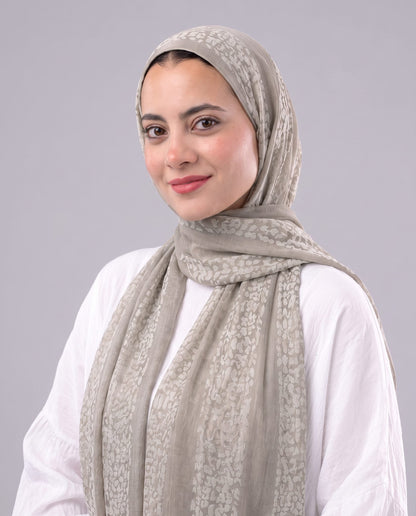 Leopard Cotton Scarf - Beige