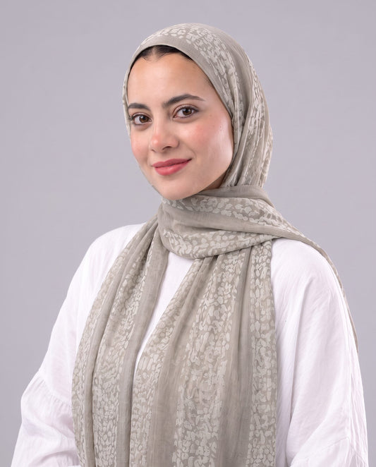 Leopard Cotton Scarf - Beige