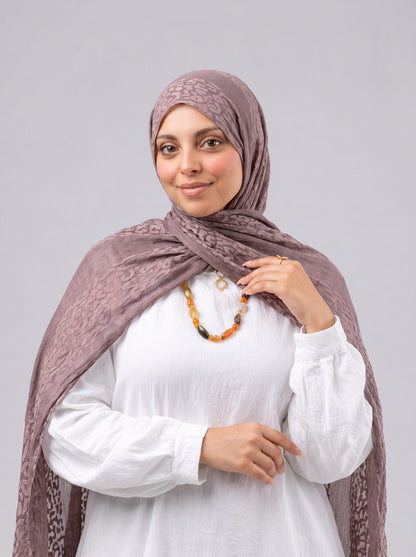 Leopard Cotton Scarf - Brown
