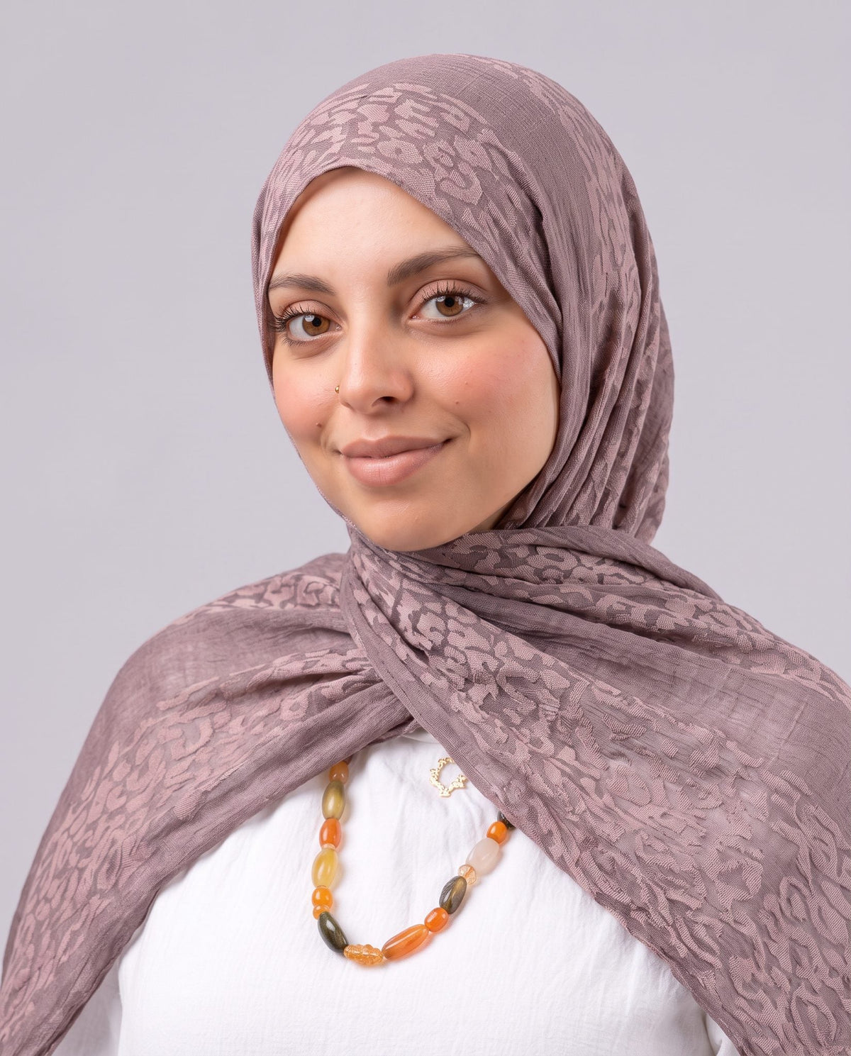 Leopard Cotton Scarf - Brown