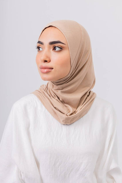 Ready Wrap One Piece Hijab in Beige #Color_Beige
