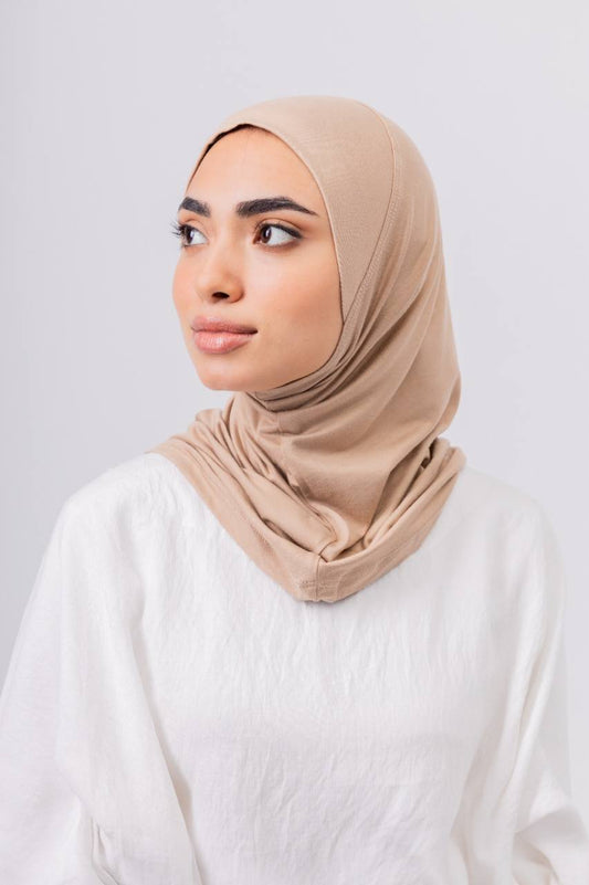 Ready Wrap One Piece Hijab in Beige #Color_Beige