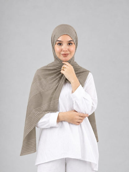 Cotton Stripe Border Kuwaiti Scarf in Beige #Color_Beige