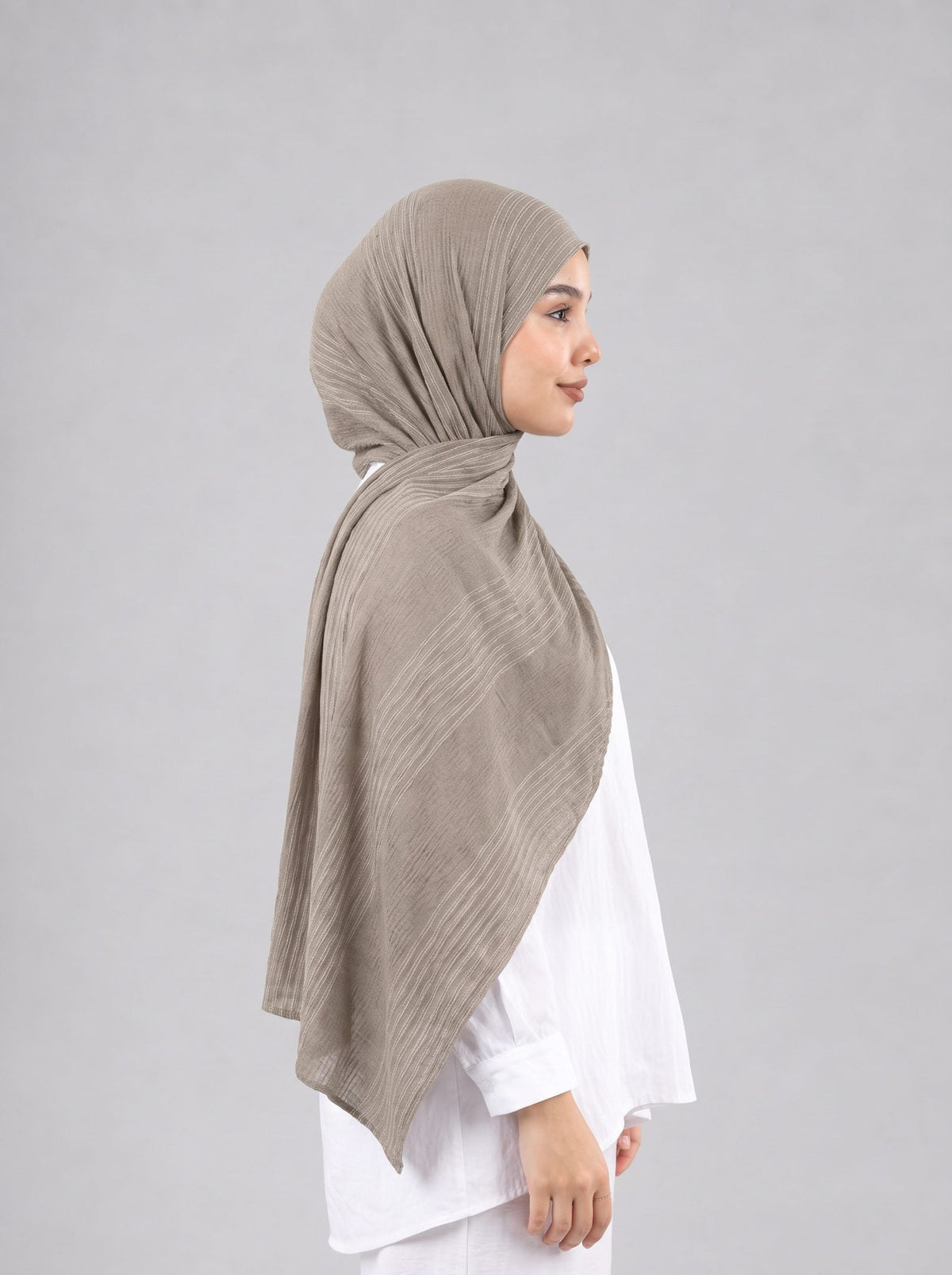 Cotton Stripe Border Kuwaiti Scarf in Beige #Color_Beige