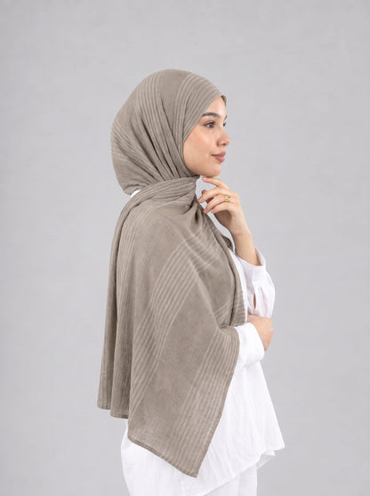 Cotton Stripe Border Kuwaiti Scarf in Beige #Color_Beige