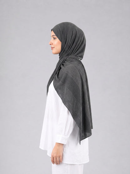 Cotton Stripe Border Kuwaiti Scarf in Black #Color_Black