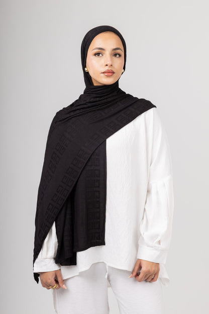 Maze Kuwaiti Scarf in Black #Color_Black