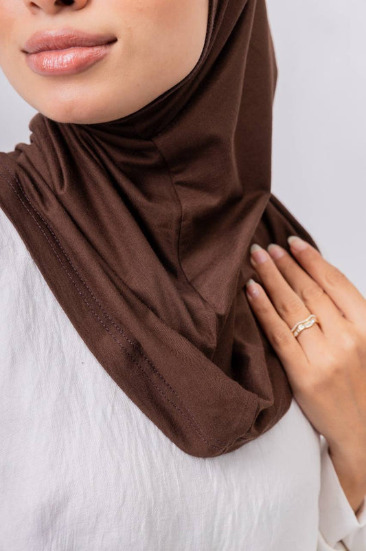 Ready Wrap One Piece Hijab in Brown #Color_Brown
