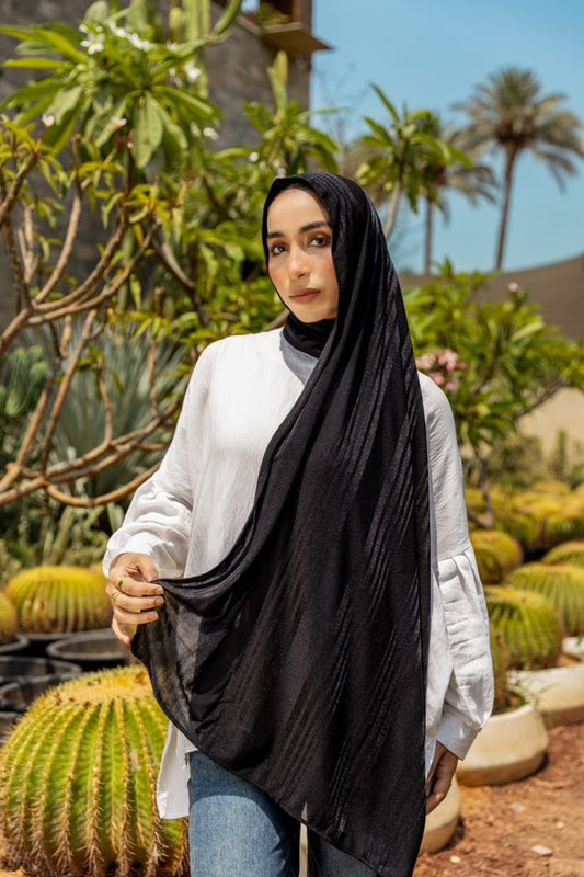 Comfort Jacquard Kuwaiti Scarf in Black #Color_Black