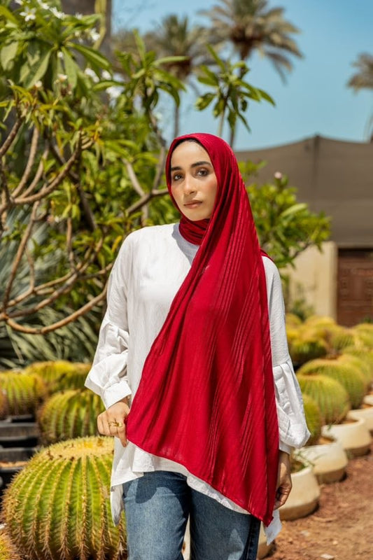 Comfort Jacquard Kuwaiti Scarf in Red #Color_Red