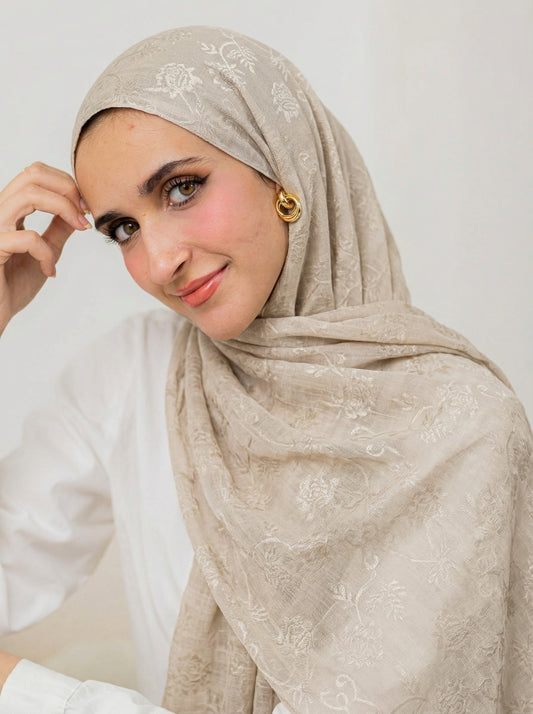 Cotton Floral Light Beige