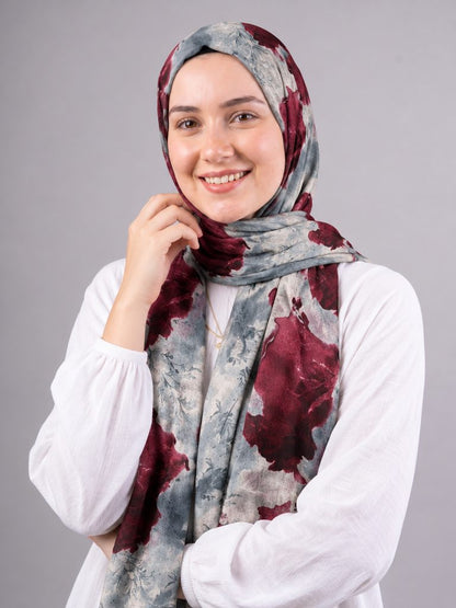 Crimson Petals Printed Cotton Scarf