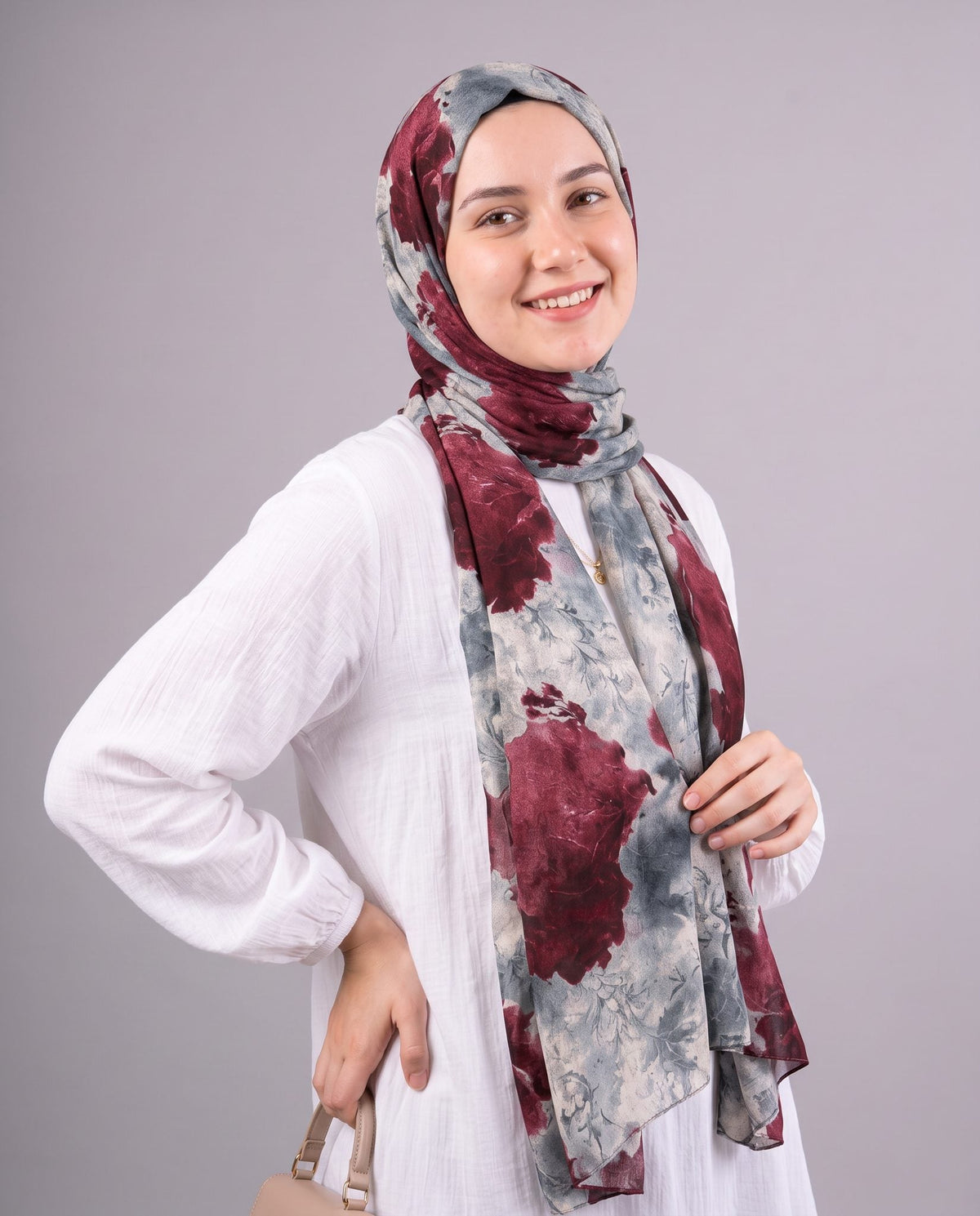 Crimson Petals Printed Cotton Scarf