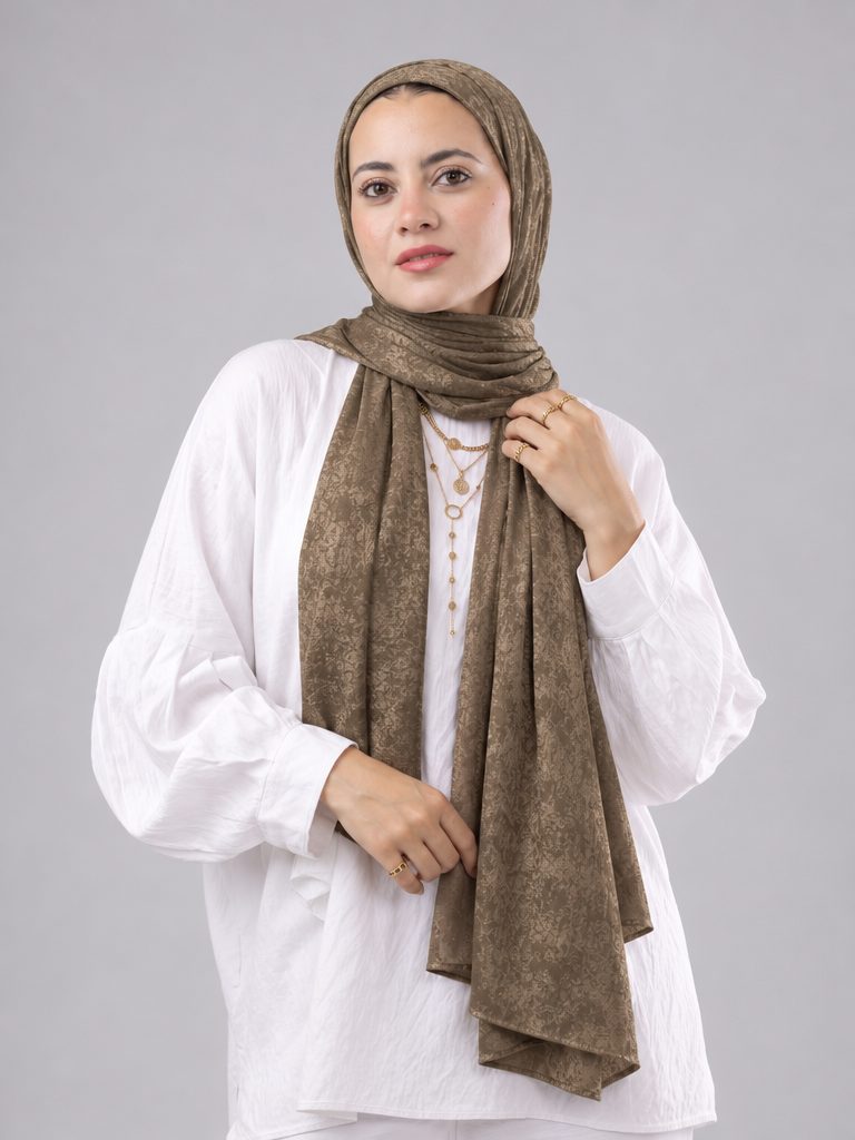 Soft Crinkle Scarf in Dark Beige #Color_Dark Beige