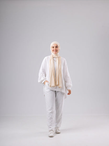 Jel Scarf and Bonnet Set in Light Beige #Color_Light Beige
