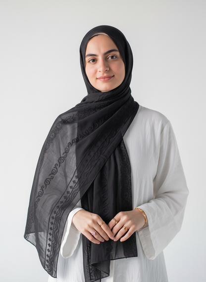 Midnight Lace Embroidered Linen