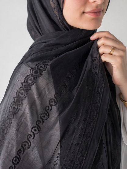 Midnight Lace Embroidered Linen
