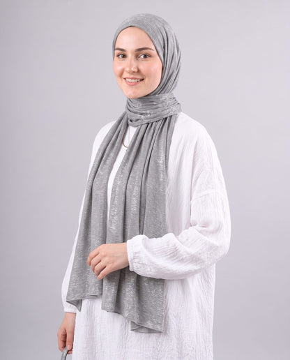 Moon Glow Crushed Satin Scarf in Grey #Color_Grey
