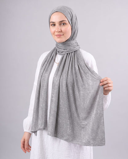 Moon Glow Crushed Satin Scarf in Grey #Color_Grey