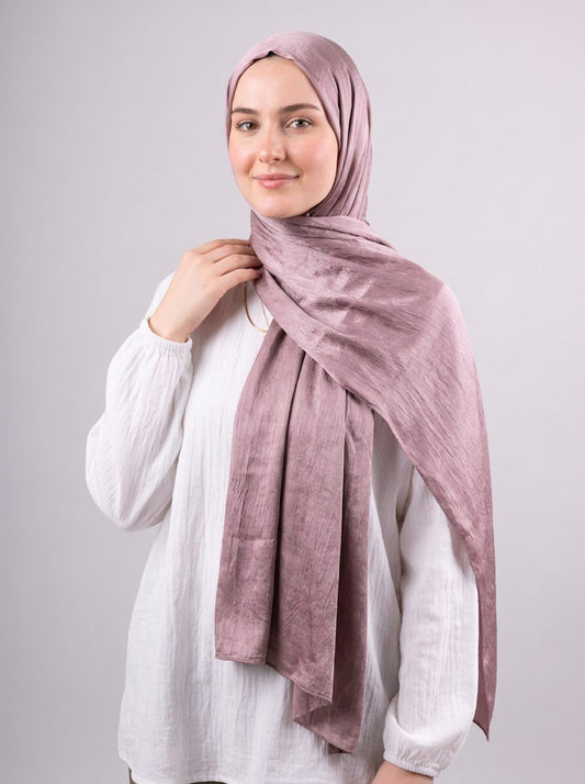 Moon Glow Crushed Satin Scarf in Mauve #Color_Mauve